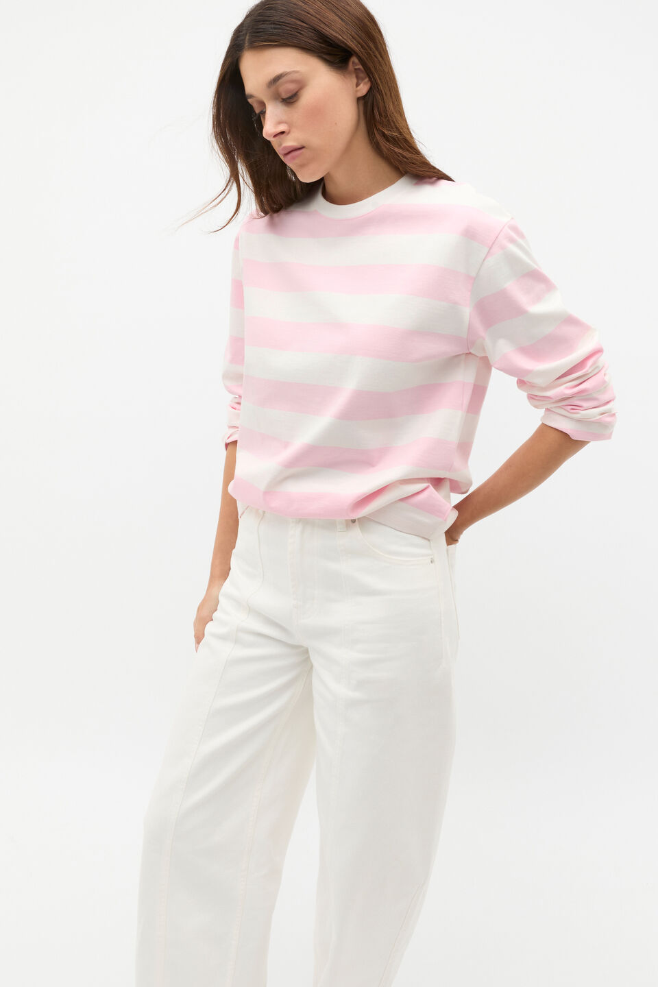 Oversized Stripe Top  Rose Petal Stripe