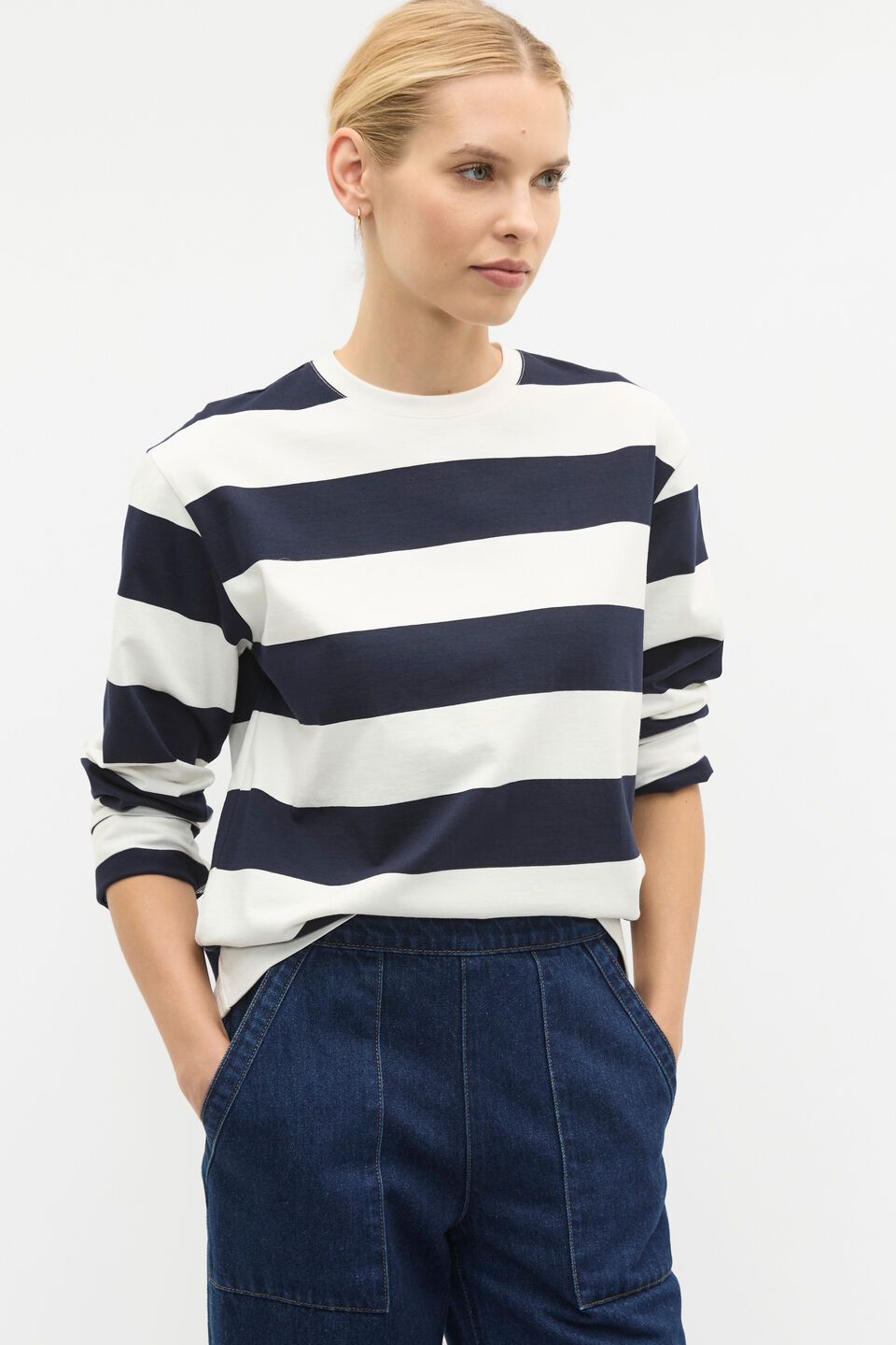 Oversized Stripe Top  Twilight Blue Stripe