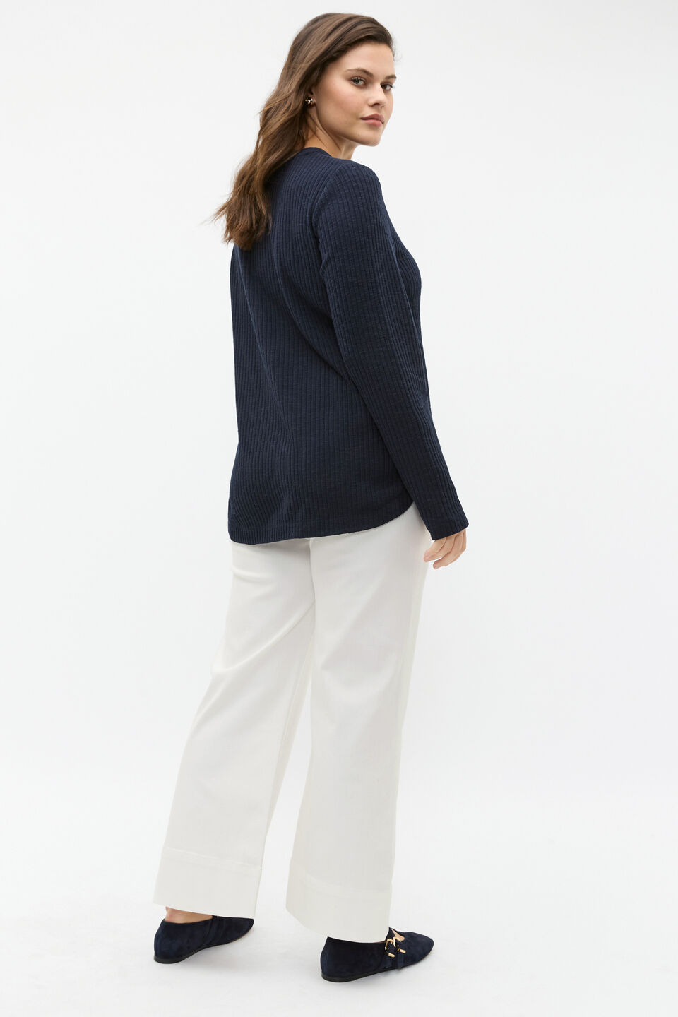 Textured Long Sleeve Top  Twilight Blue Twist