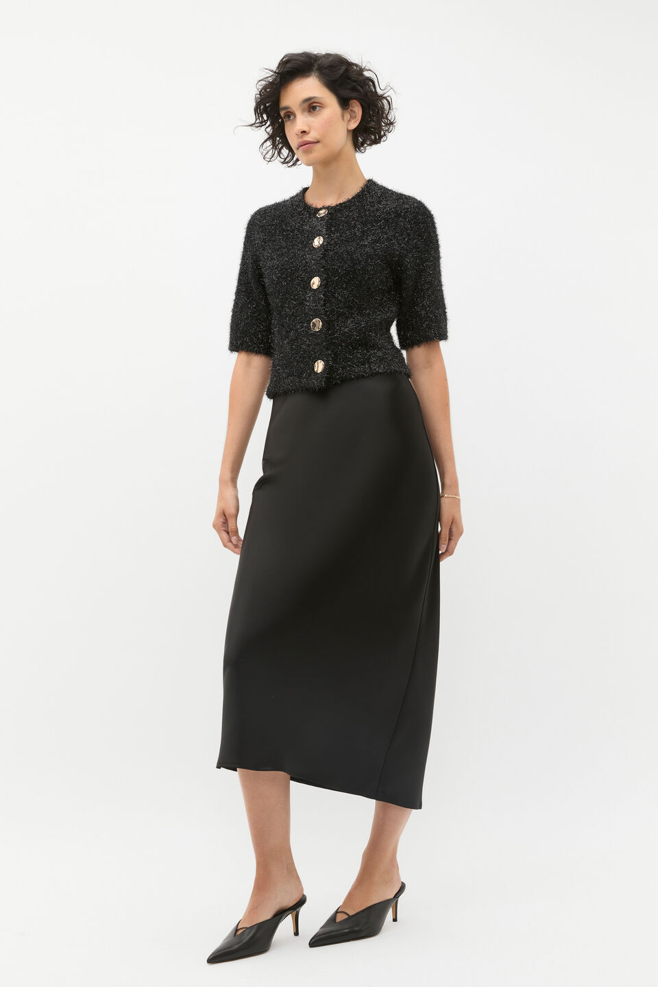 Satin Slip Skirt  Black