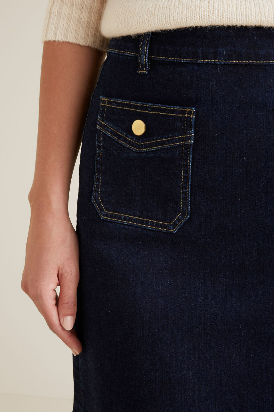Pocket Detail Denim Skirt  