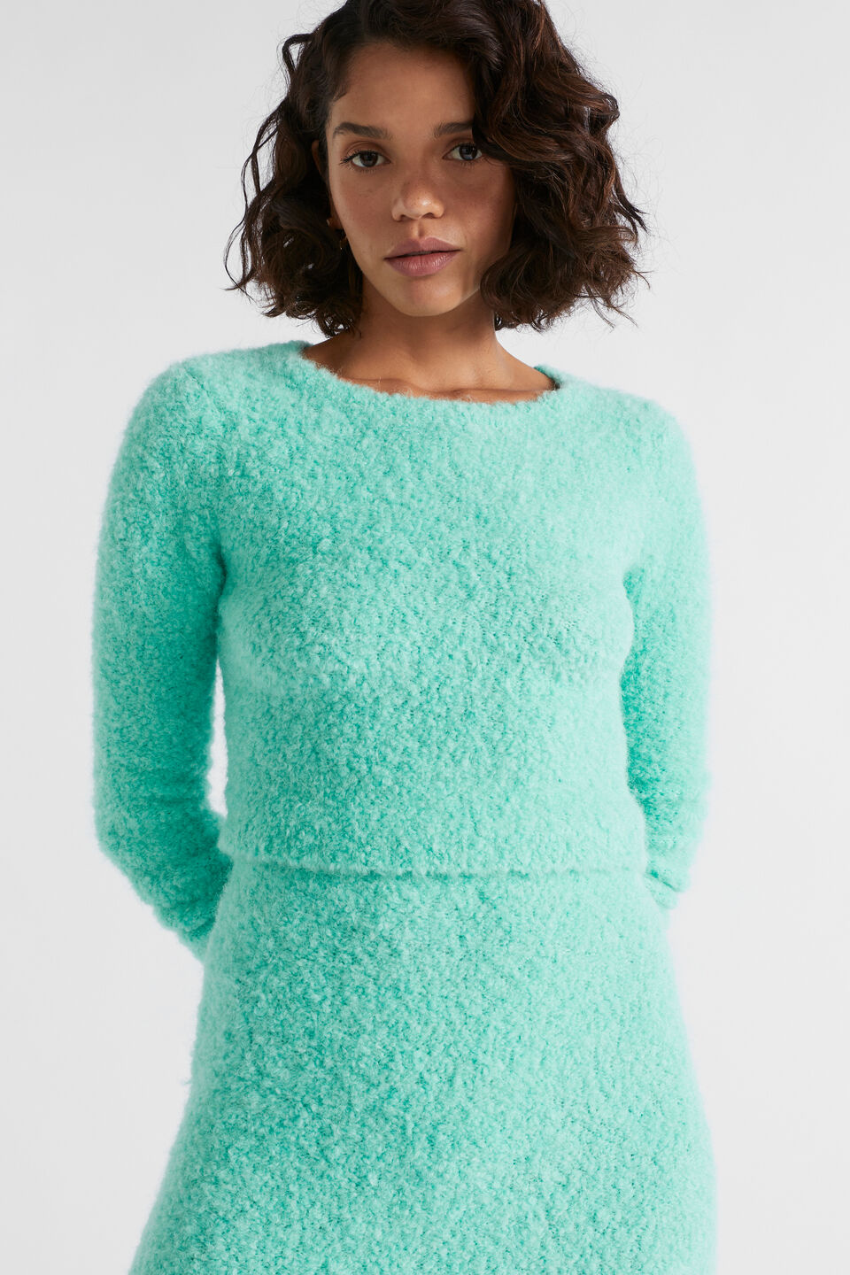 Boucle Crop Knit  Opal Marle