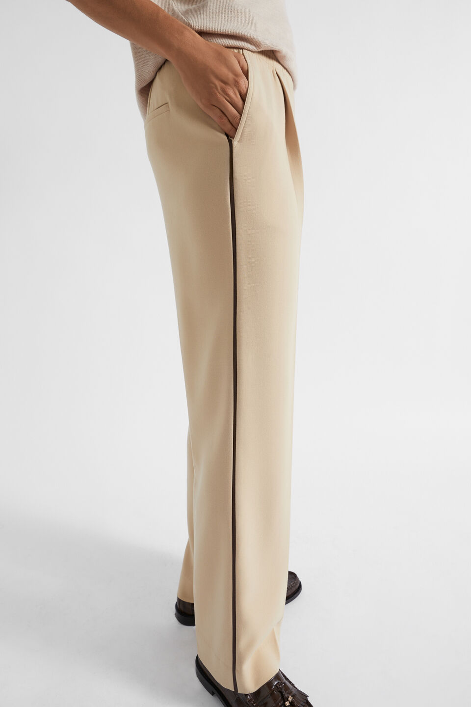 Elasticated Pull On Trouser  Champagne Beige