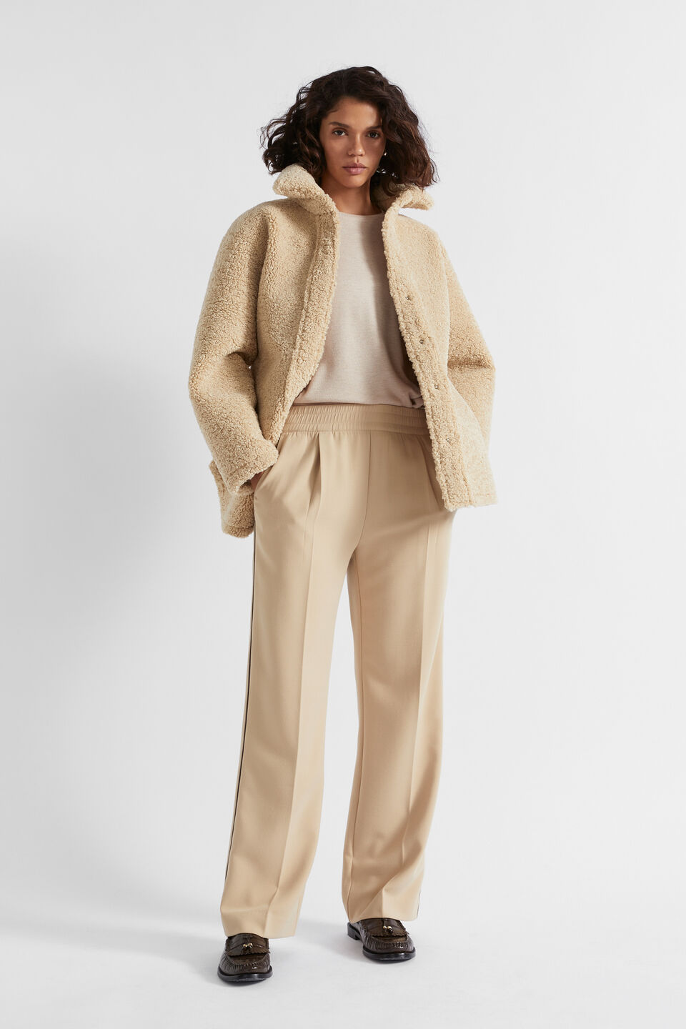 Elasticated Pull On Trouser  Champagne Beige