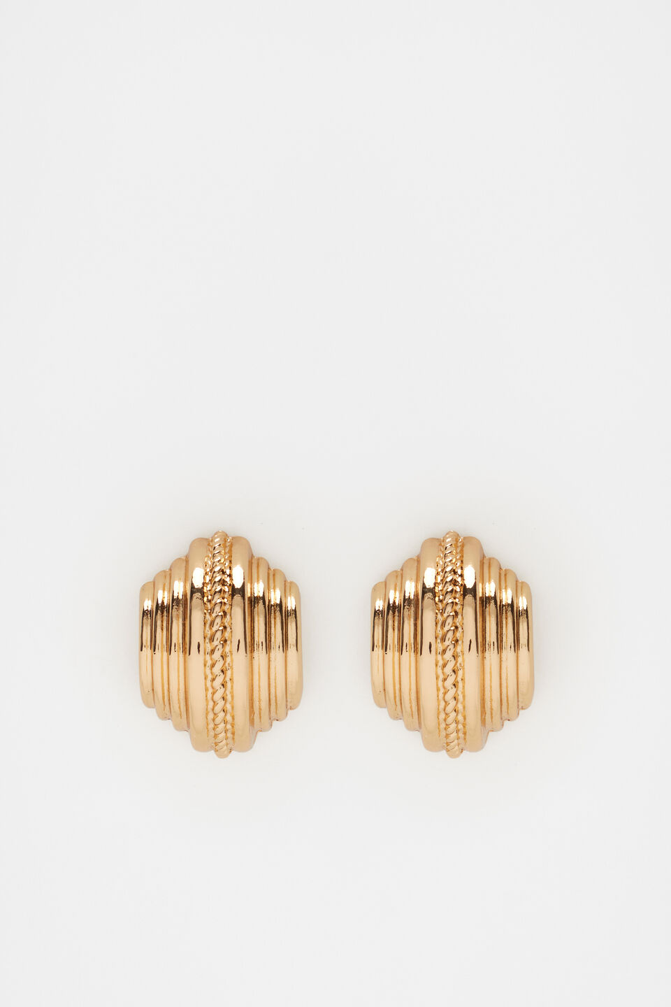 Wide Ribbed Stud  Antique Gold
