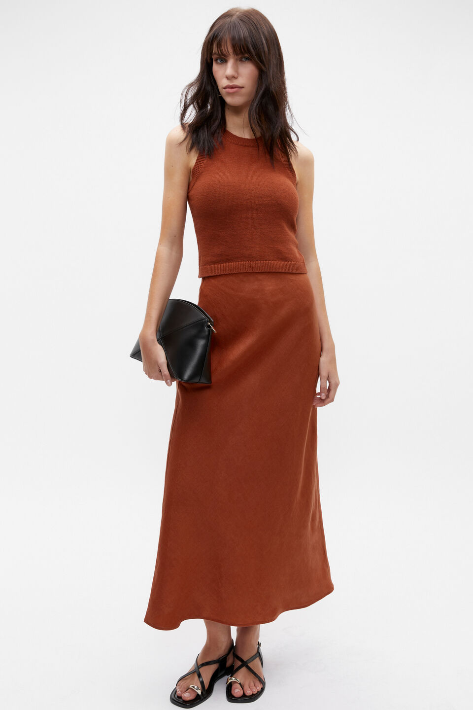 Core Linen Skirt  Russet