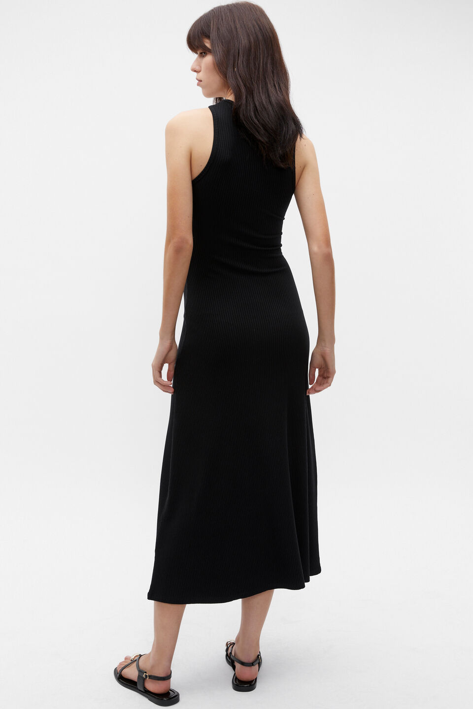 Halter Rib Midi Dress  Black