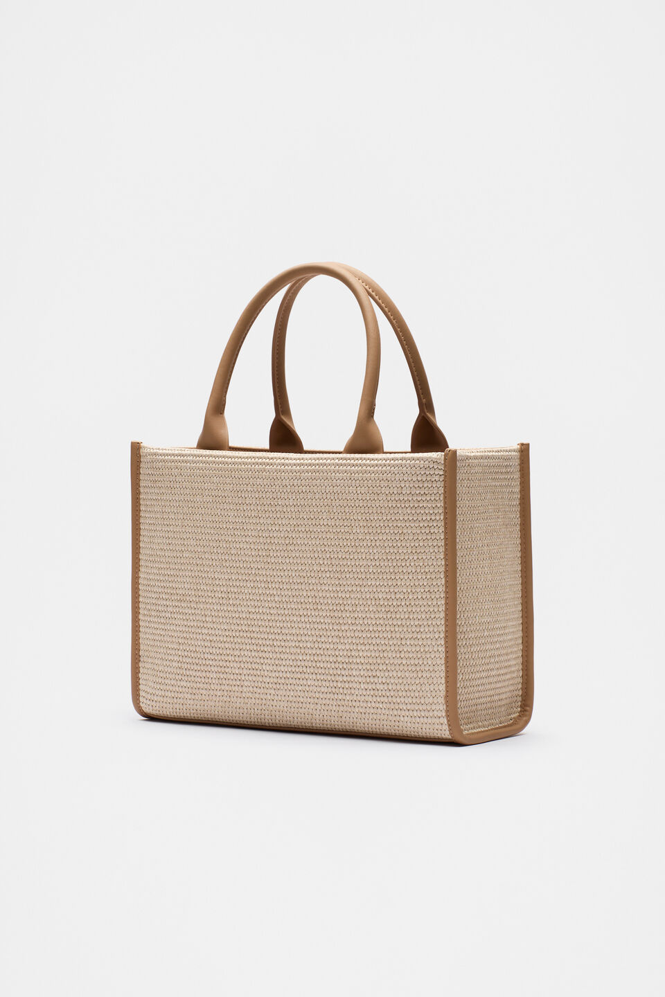 Structured Woven Mini Tote  Caramel