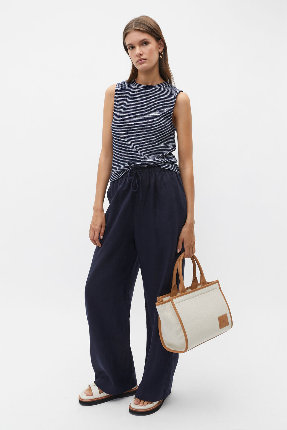 Stripe Textured Shell Top  Midnight Sky Stripe