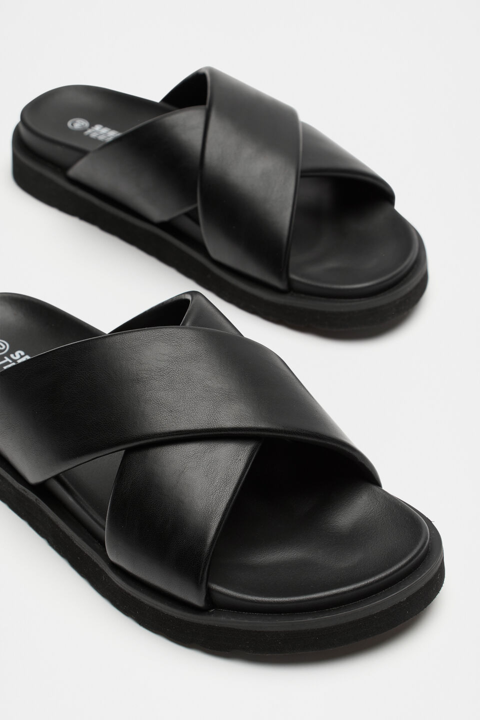 Crossover Footbed Slide  Black
