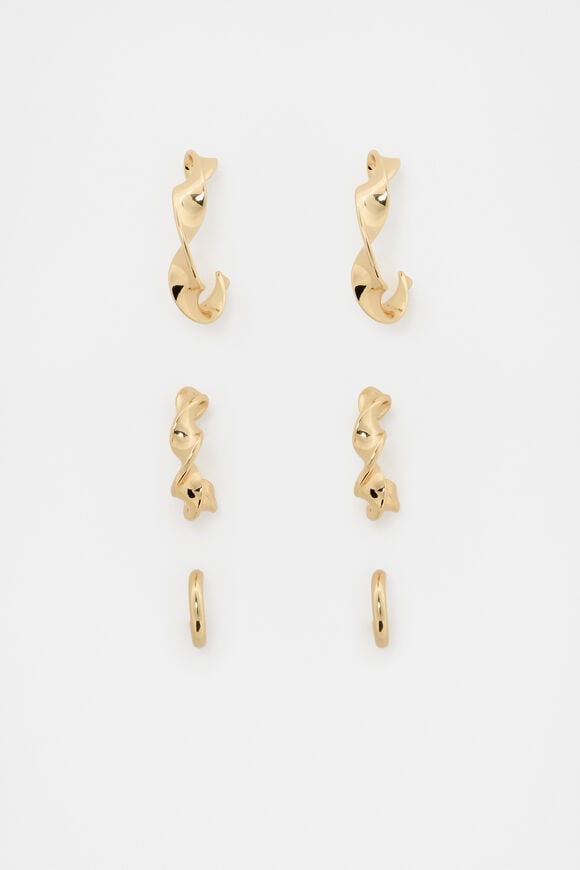 Twist Hoop Ear Pack  Gold  hi-res