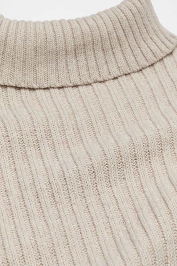 Collar Knit Poncho  Oat  hi-res