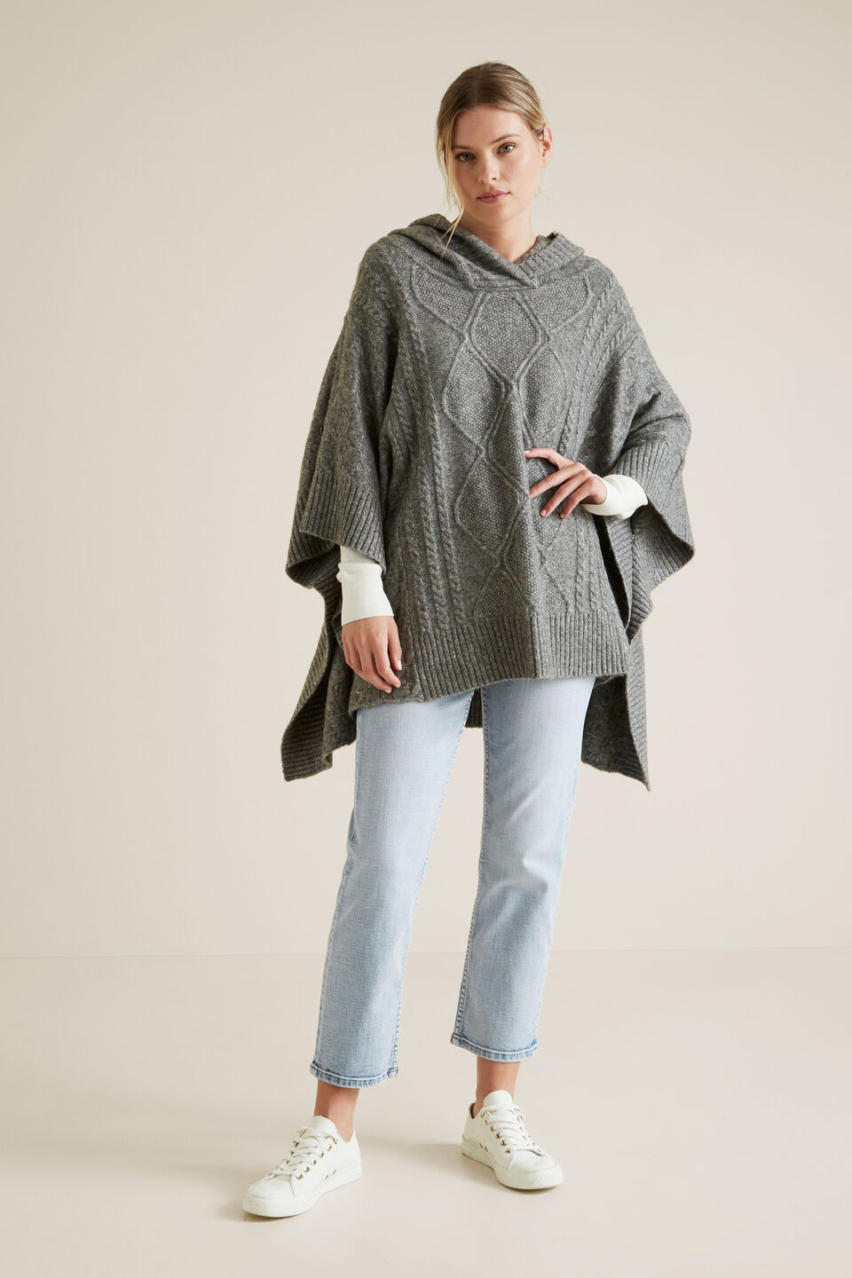 Cable Hood Poncho  