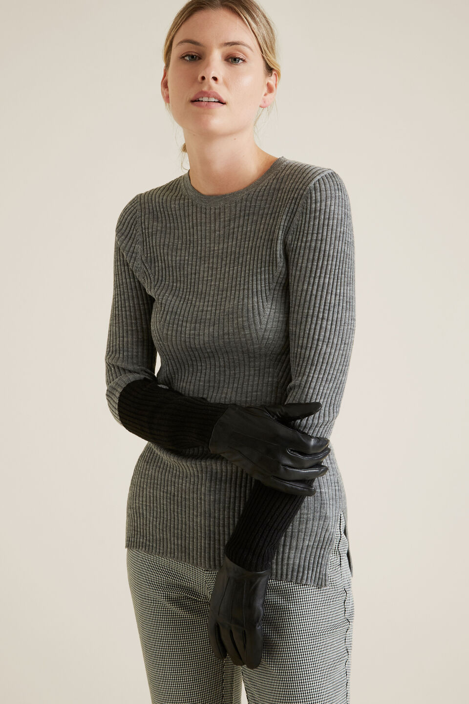 Leather Knit Gloves  