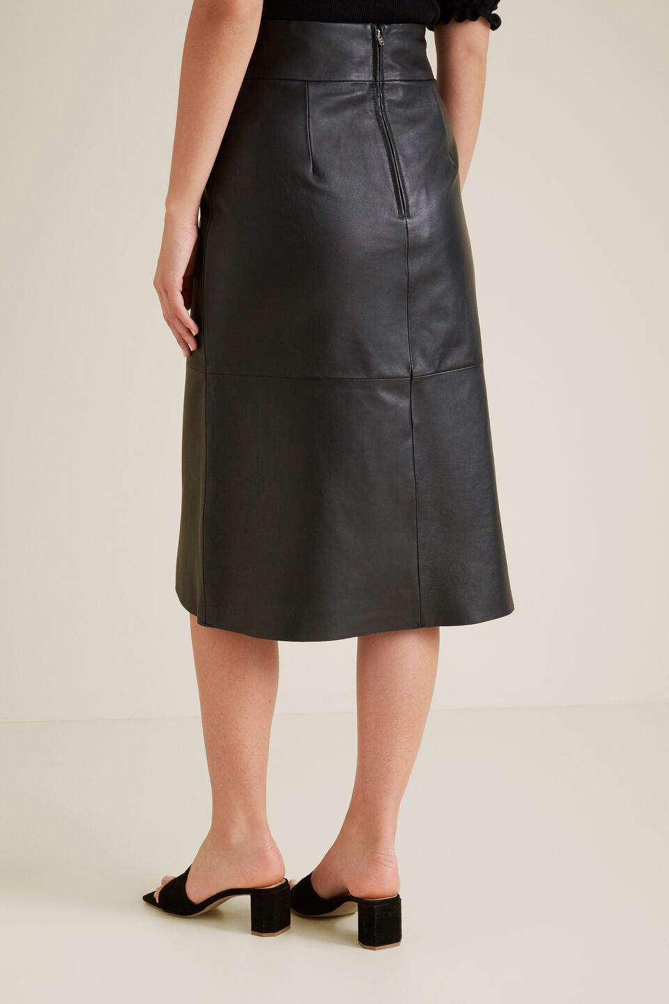 A Line Leather Skirt  