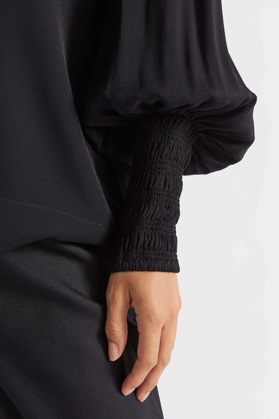 Twill Billow Blouse  Black