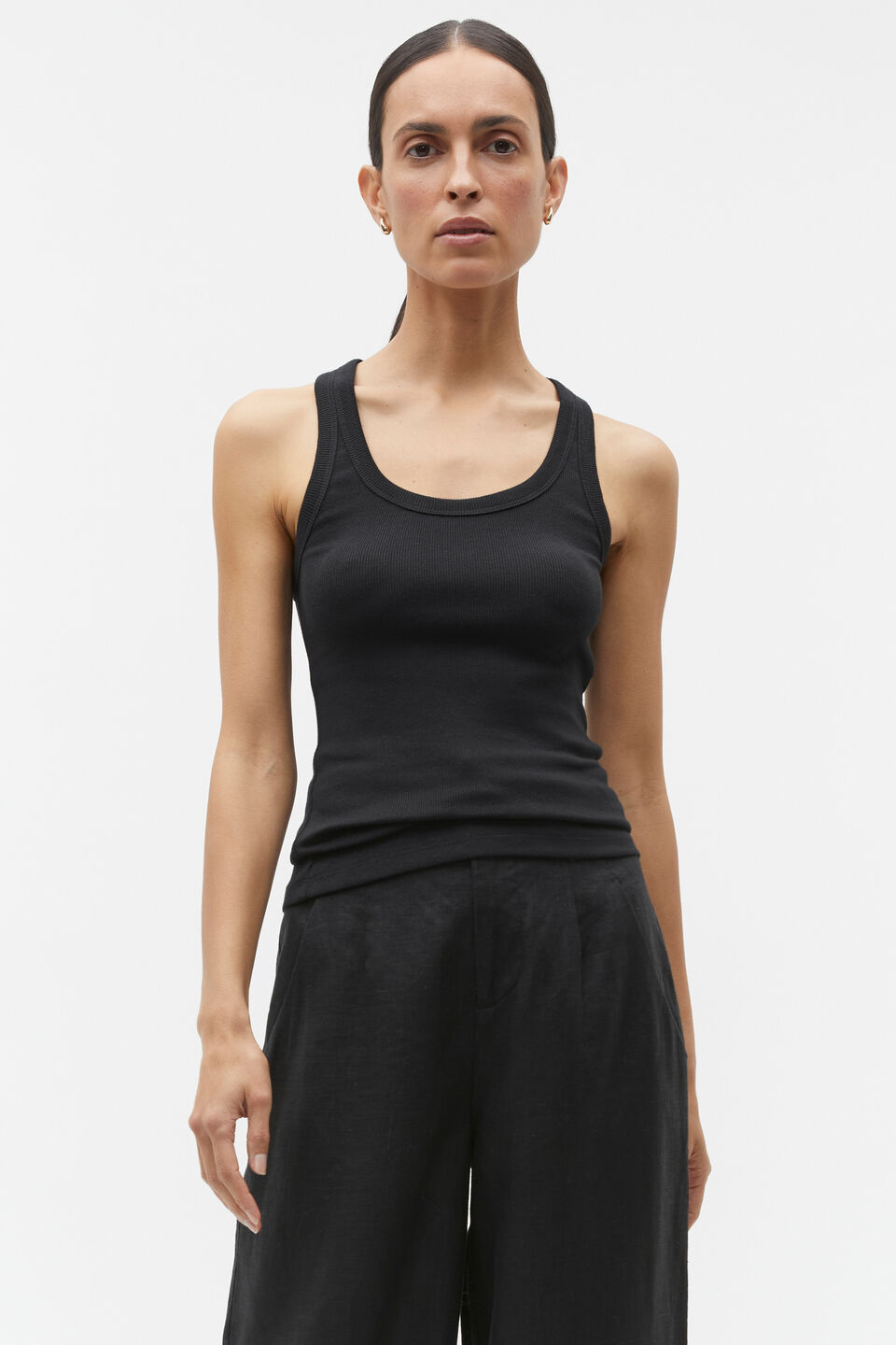 Australian Cotton Rib Tank  Black
