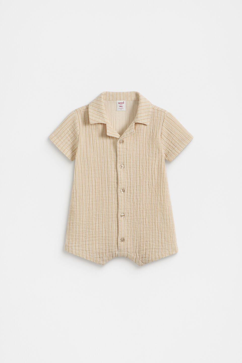 Collar Stripe Romper  Neutral