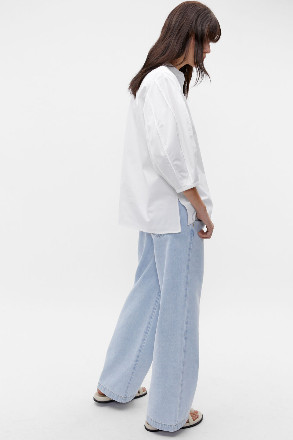 Blouson Sleeve Poplin Blouse  Whisper White