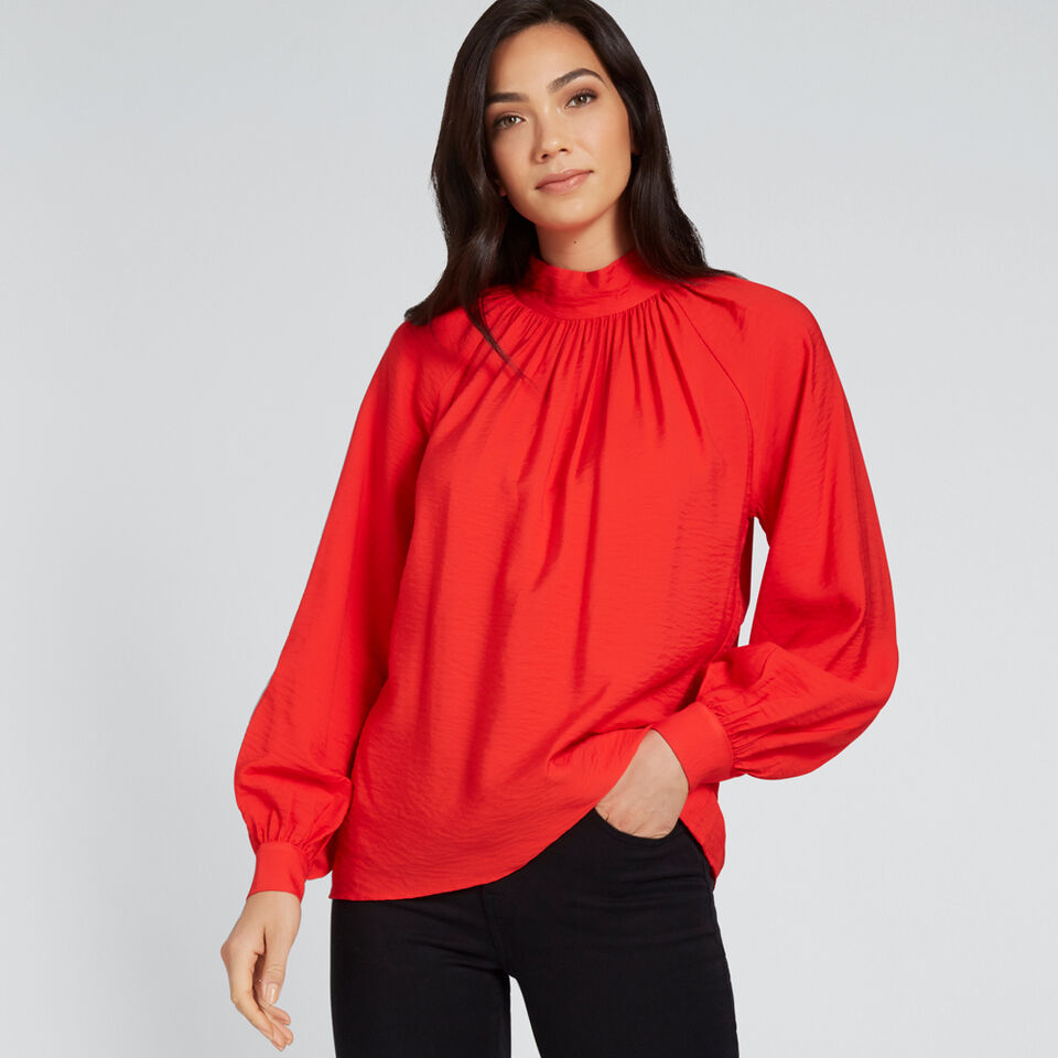 High Neck Blouson Shirt  