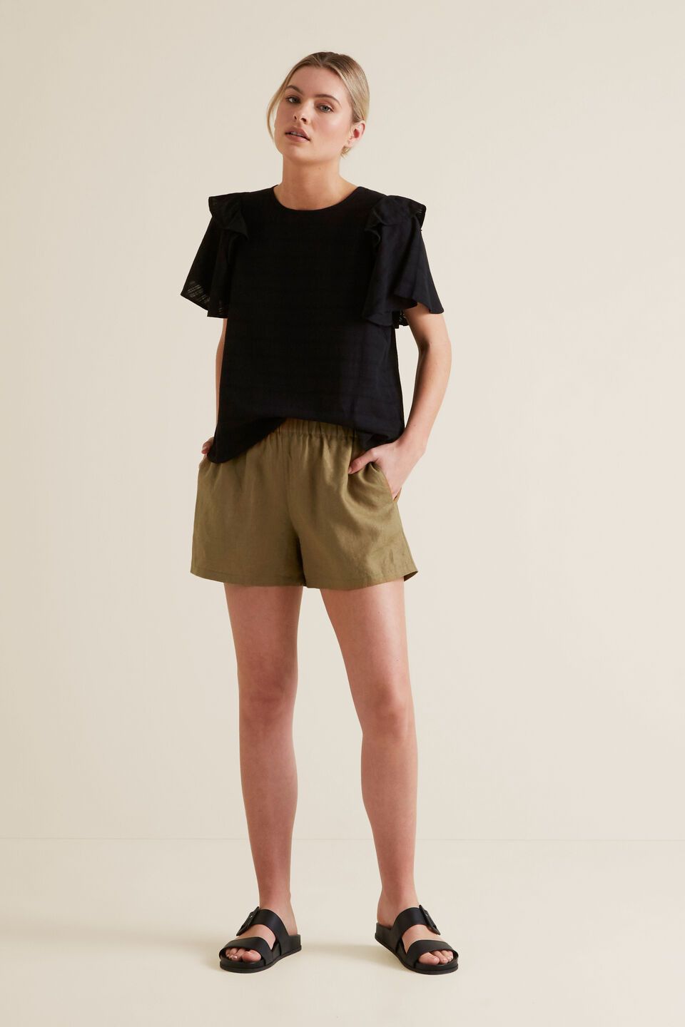 Frill Sleeve Check Blouse  