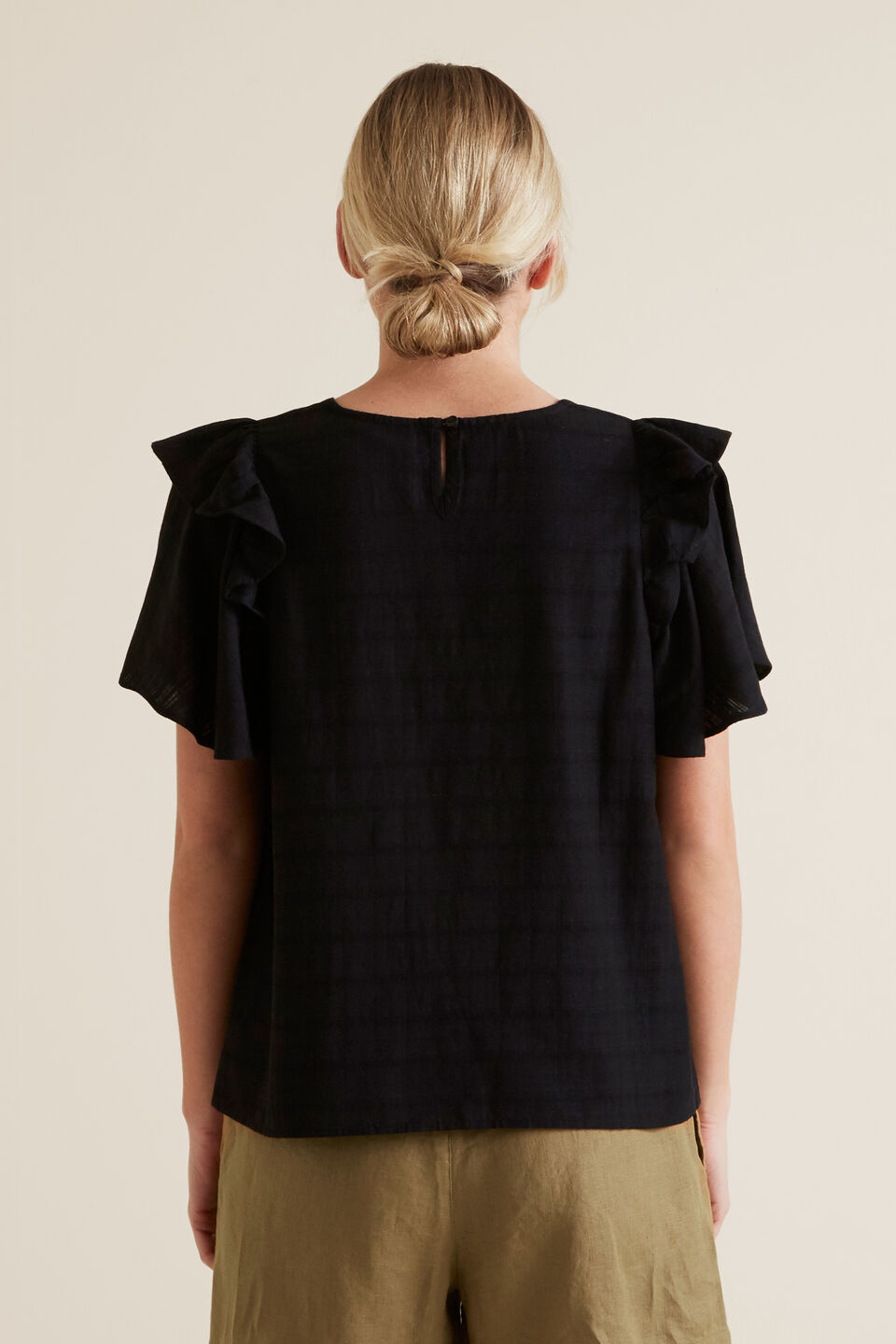 Frill Sleeve Check Blouse  
