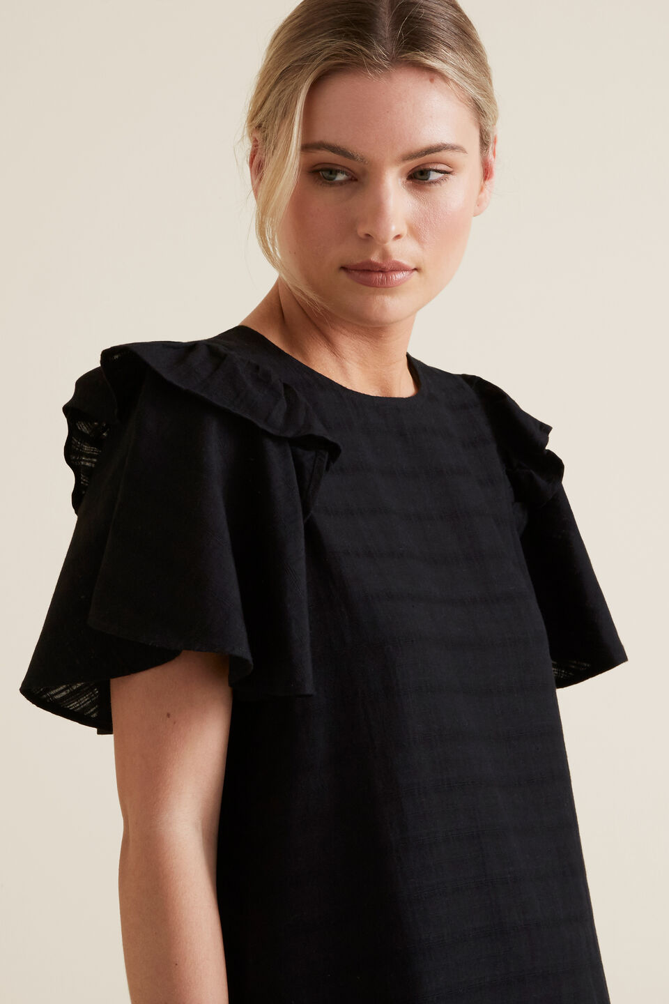 Frill Sleeve Check Blouse  