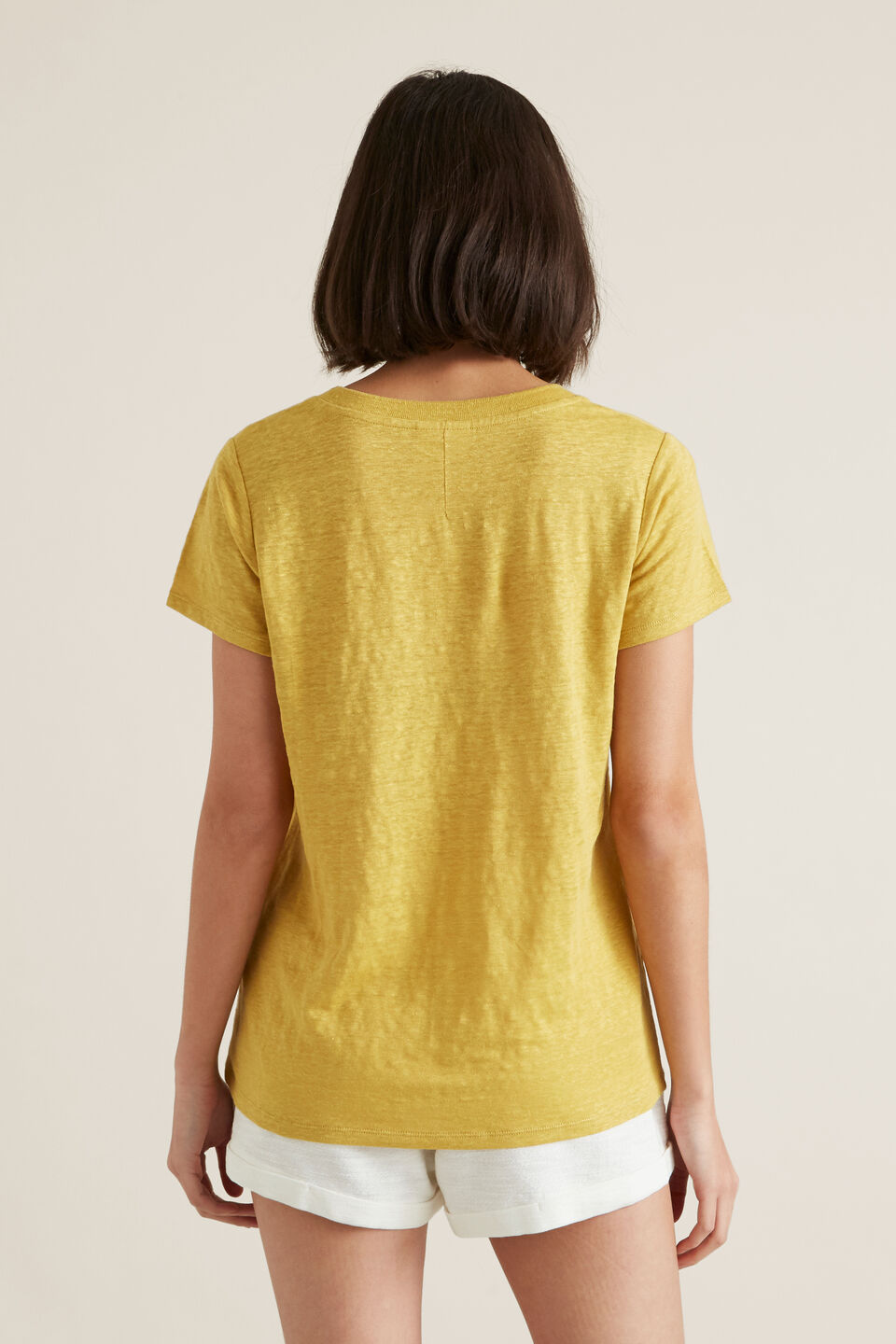 Linen Scoop Neck Tee  