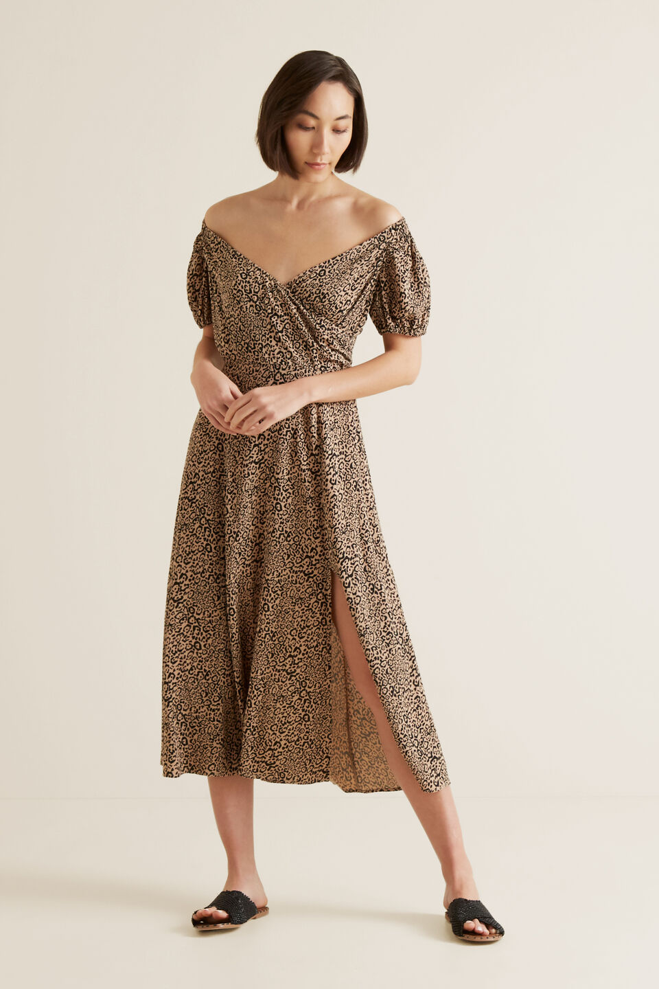 Off Shoulder Animal Dress  