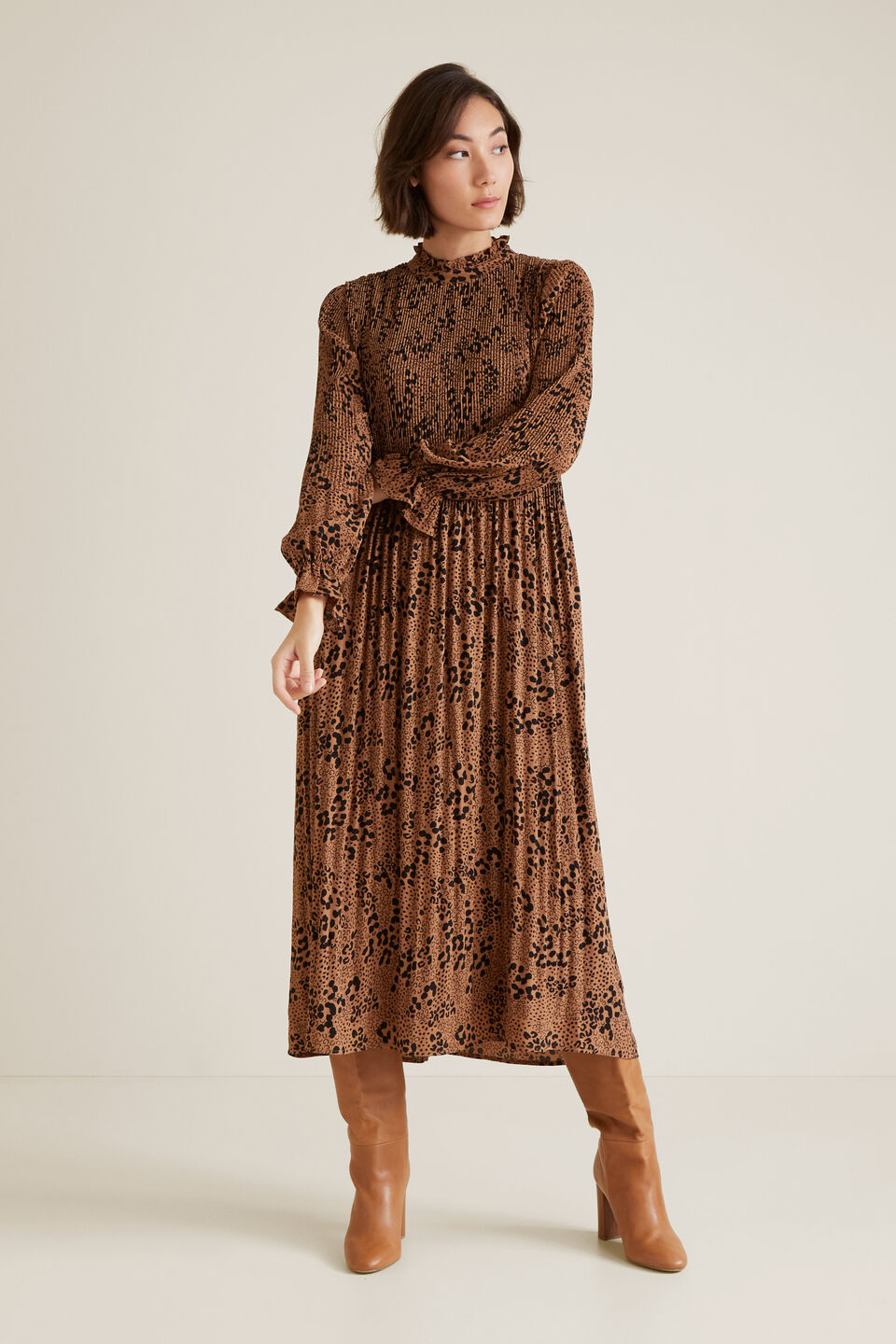 Pleated Animal Dress  