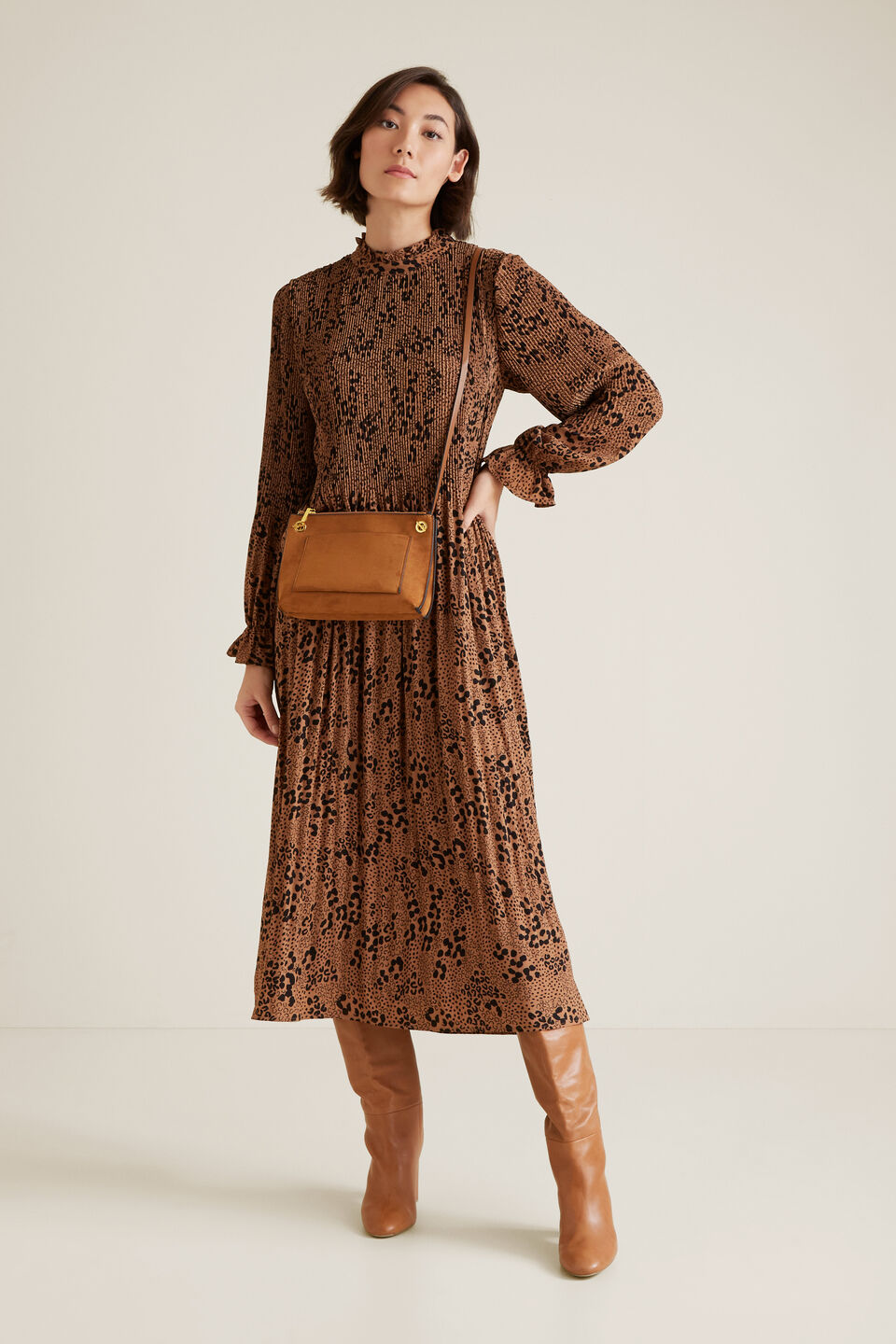 Pleated Animal Dress  
