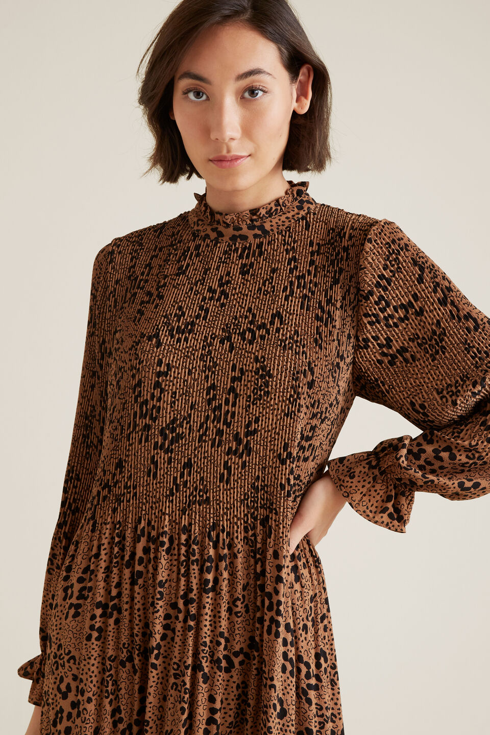 Pleated Animal Dress  