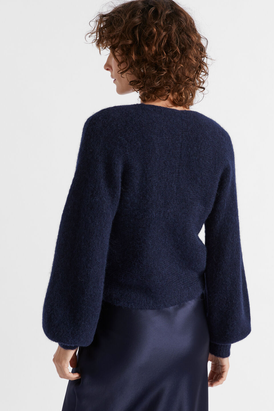 Wool Blend Drape Twist Knit  Midnight Sky