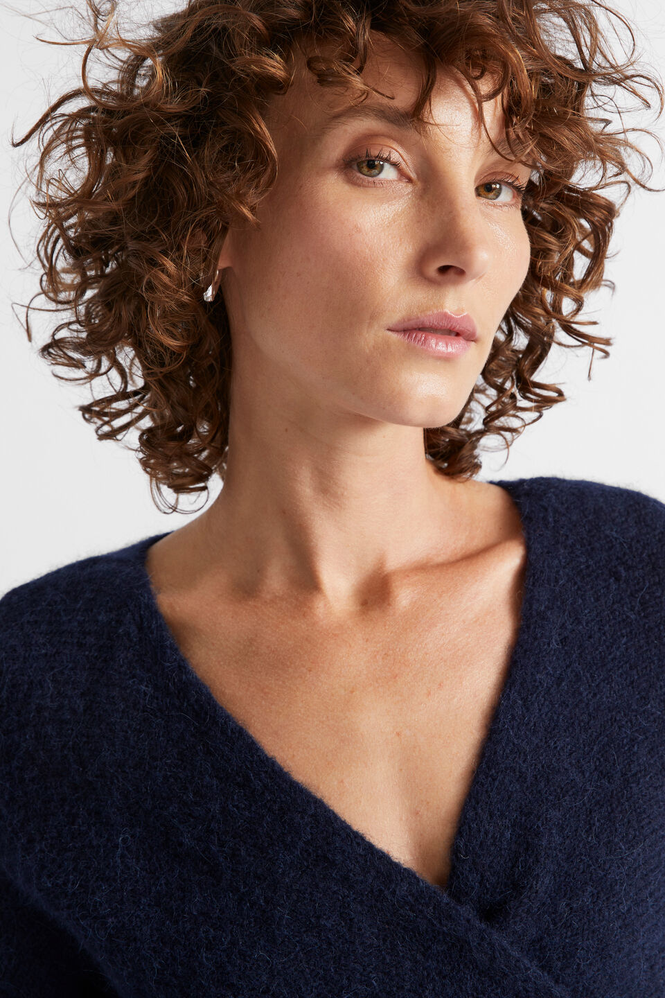 Wool Blend Drape Twist Knit  Midnight Sky