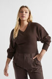 Merino V Neck Crop Knit  Dark Espresso Marle  hi-res