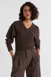 Merino V Neck Crop Knit  Dark Espresso Marle  hi-res