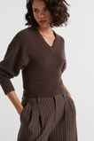 Merino V Neck Crop Knit  Dark Espresso Marle  hi-res