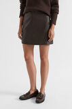 Leather Fly Front Mini Skirt  Dark Espresso  hi-res
