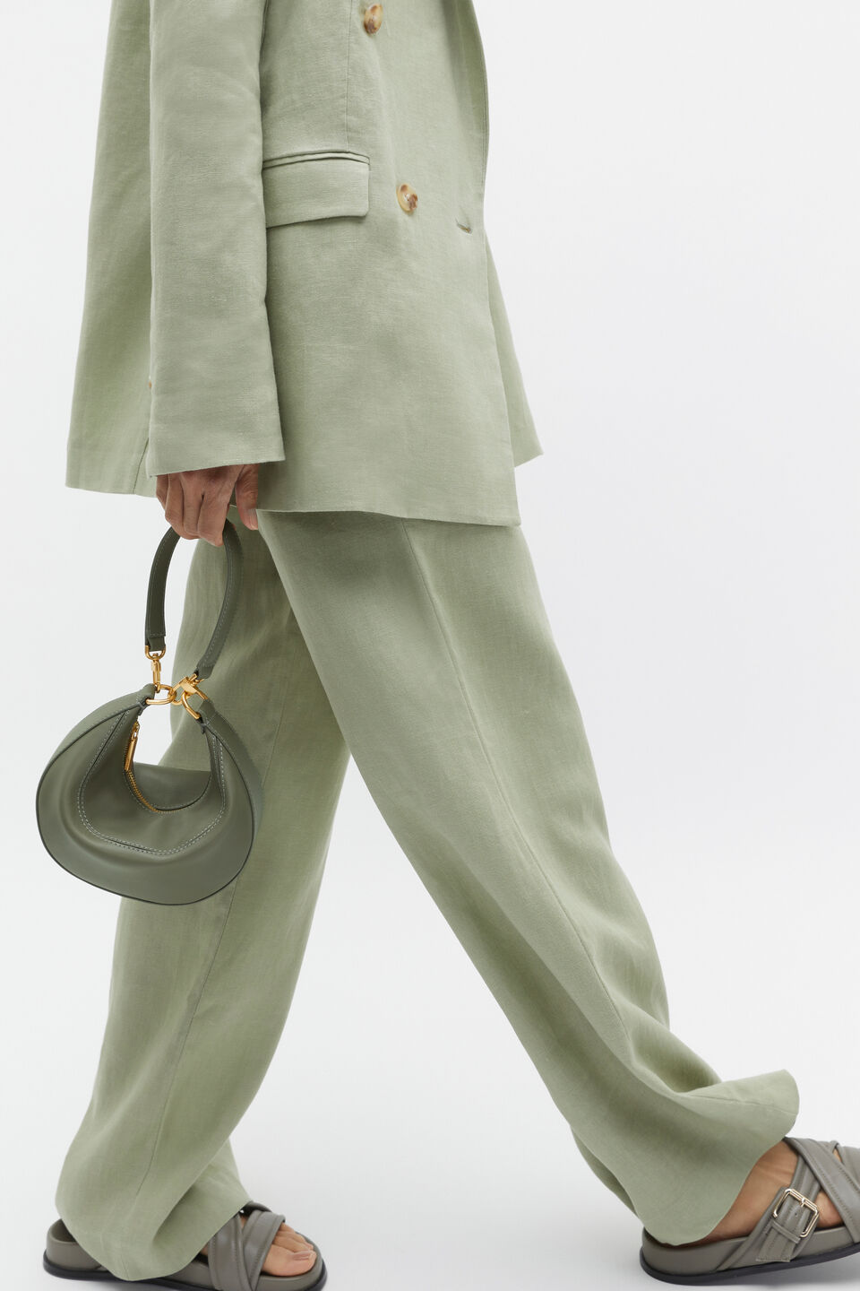 Leather Crescent Crossbody Bag  Martini
