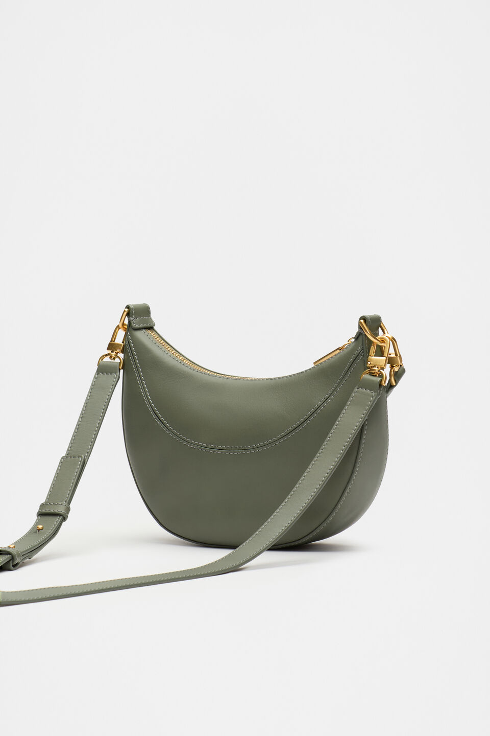 Leather Crescent Crossbody Bag  Martini