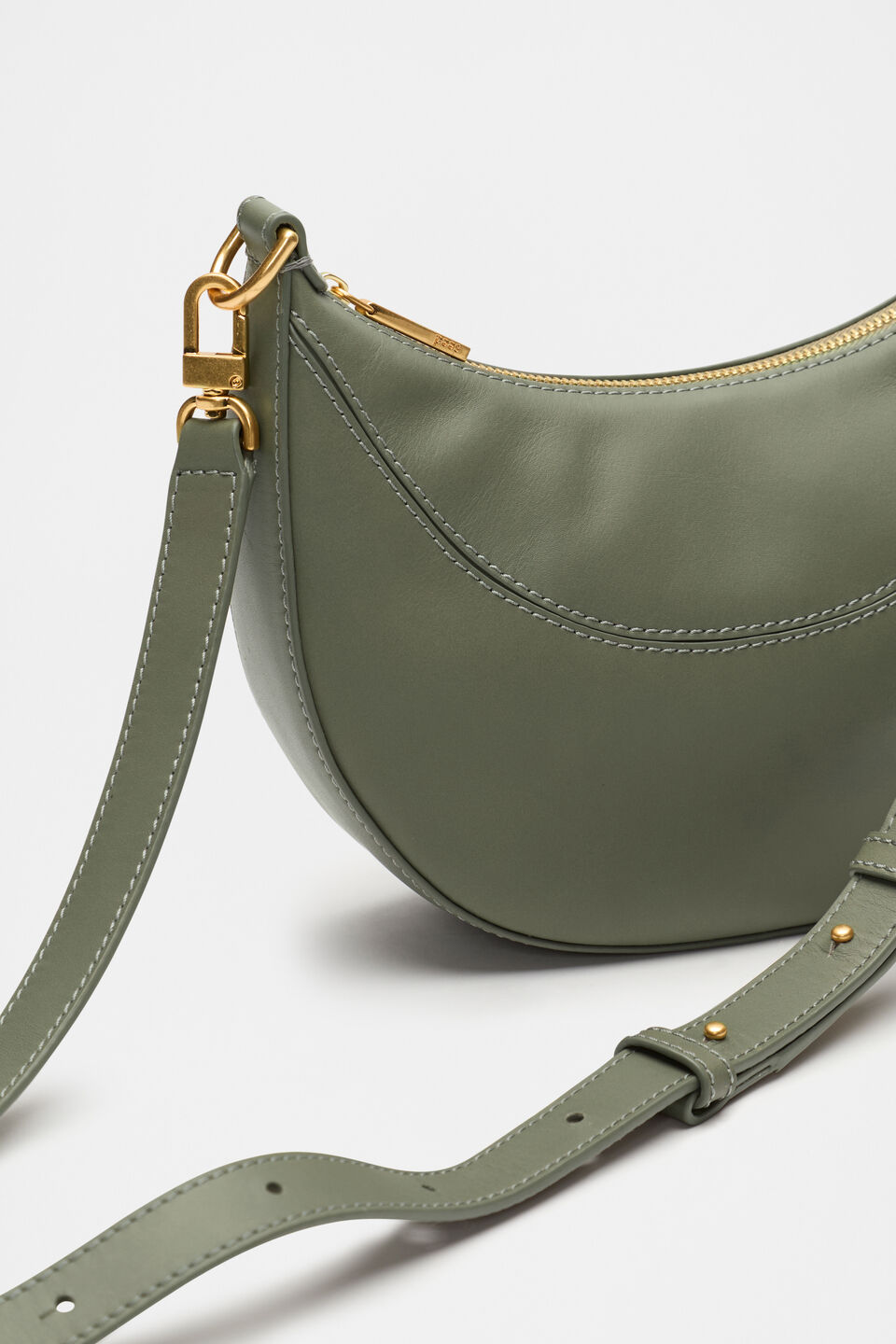 Leather Crescent Crossbody Bag  Martini