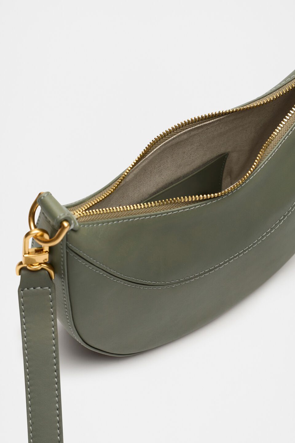 Leather Crescent Crossbody Bag  Martini