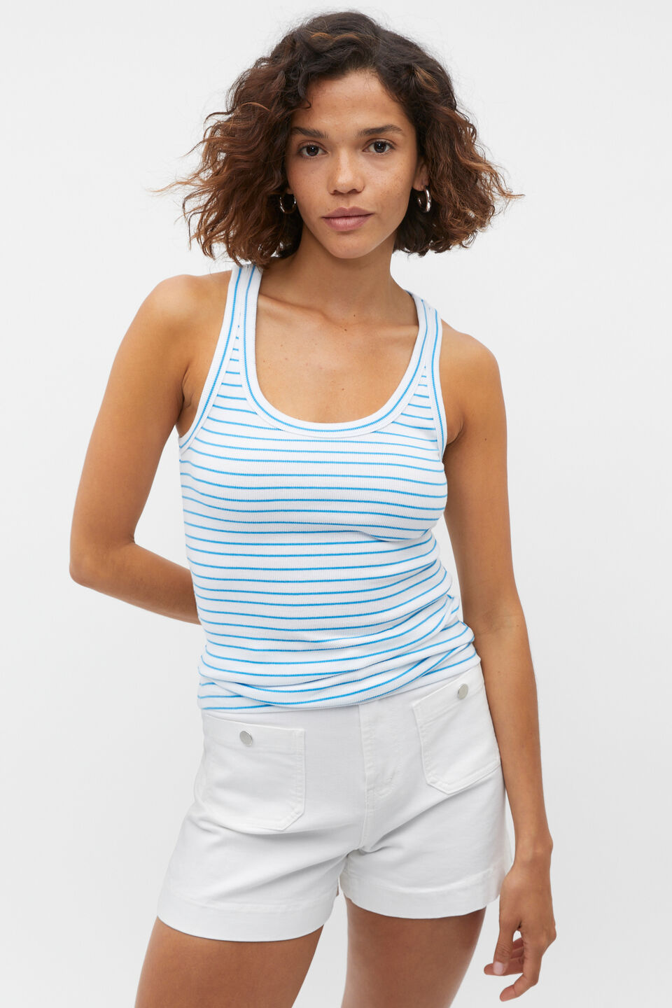 Australian Cotton Rib Tank  Amalfi Stripe