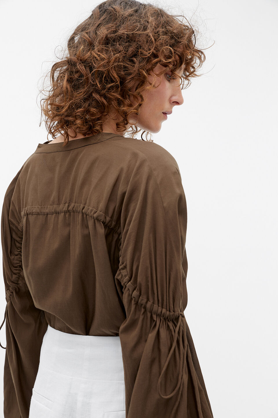 Voile Button Down Blouse  Dark Praline