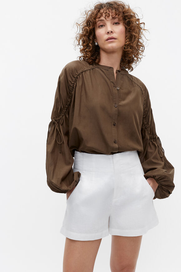 Voile Button Down Blouse  Dark Praline  hi-res