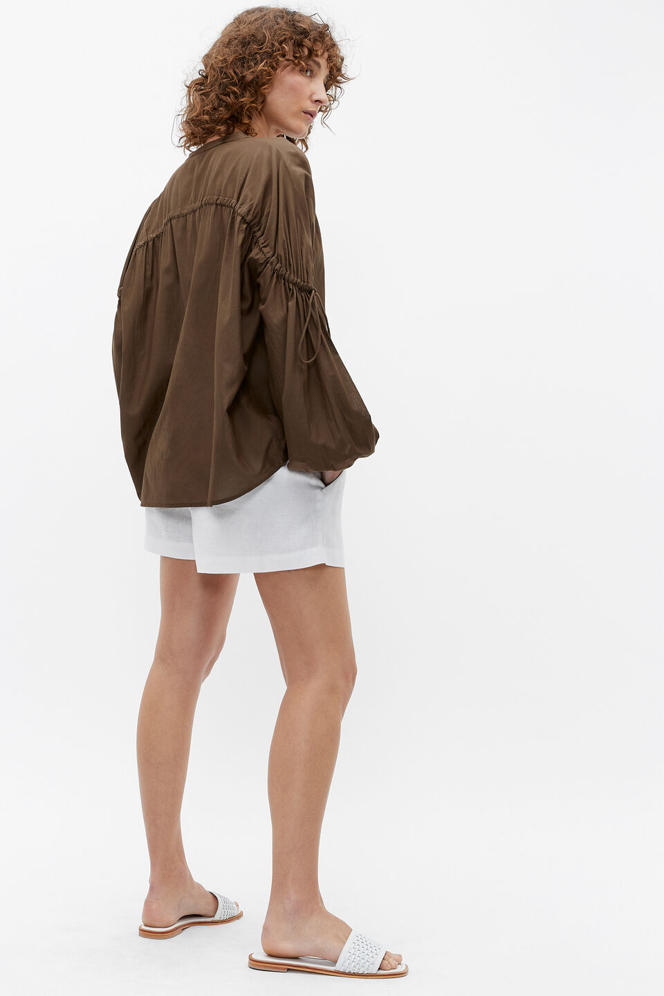 Voile Button Down Blouse  Dark Praline
