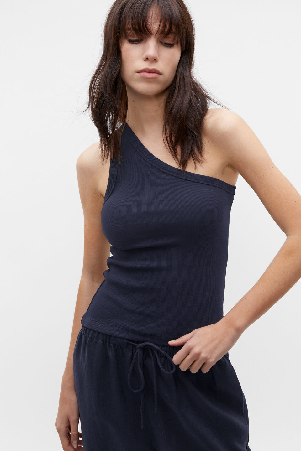 One Shoulder Tank  Midnight Sky