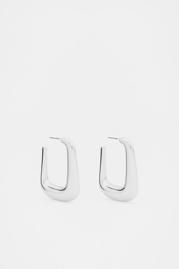 Large Rectangular Hoop  Silver  hi-res