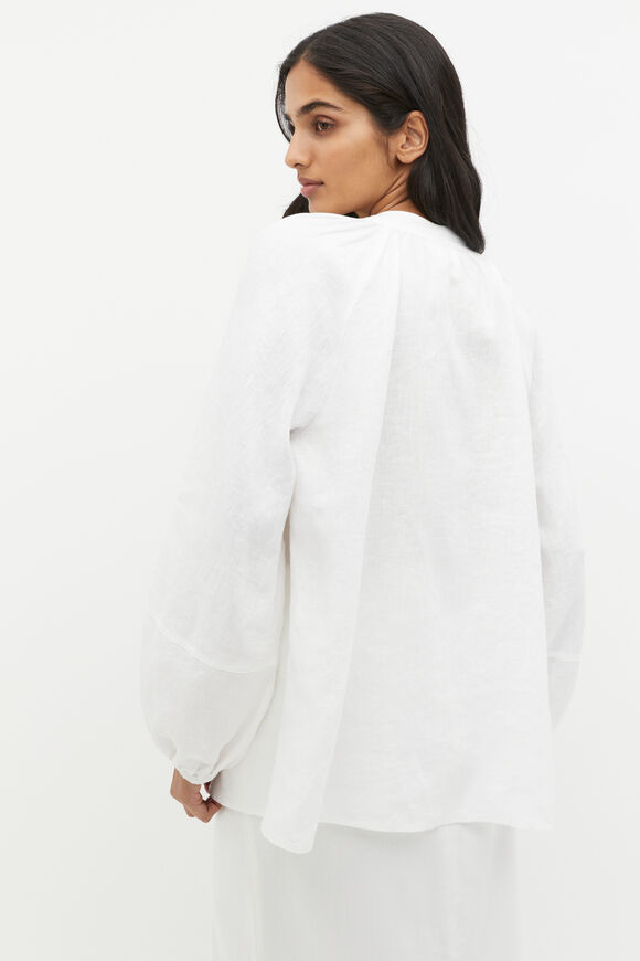 Linen Button Down Blouse  Whisper White  hi-res