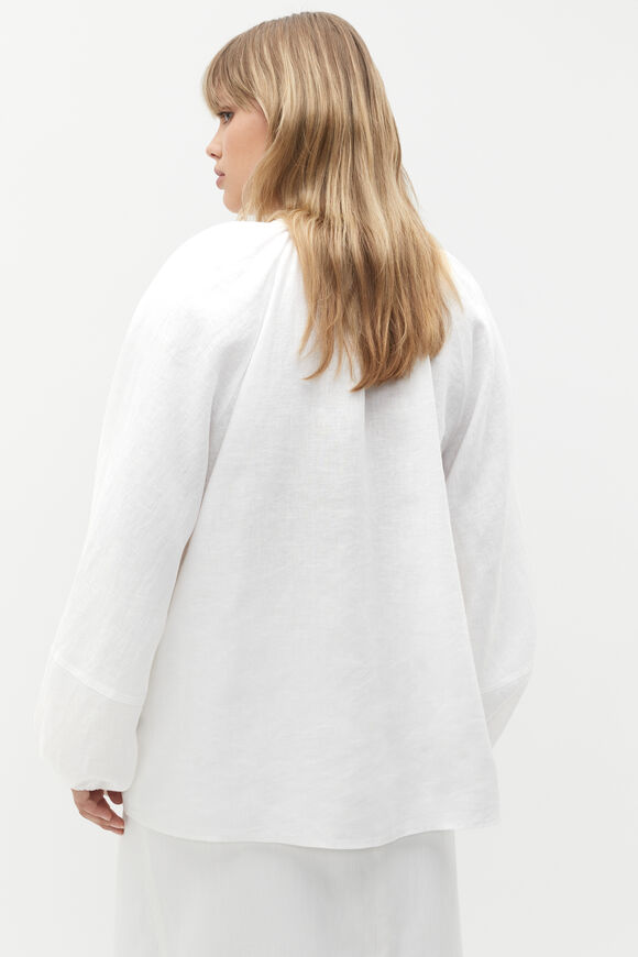 Linen Button Down Blouse  Whisper White  hi-res